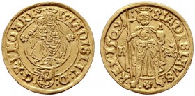  EUROPA UND ÜBERSEE   UNGARN   (E)  Wladislaus II. 1490-1516 Goldgulden (3,56 g), Hermannstadt 1509. Pohl:- ("VNGARI").  Gold RRR vzgl.