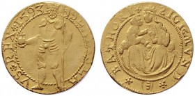  EUROPA UND ÜBERSEE   UNGARN   Siebenbürgen   (E) Sigismund Bathory 1581-1602 Dukat 1593, Nagybanya (3,44 g); Resch:130  Gold RR s.sch.+