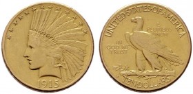  EUROPA UND ÜBERSEE   U S A   (B) 10 Dollars 1915 S, San Francisco Fr:167  Gold R s.sch.