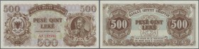 Albania: 500 Leke 1947 P. 22, light corner dint at upper right, otherwise crisp original, condition: aUNC.