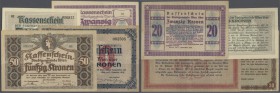 Austria: Stadtgemeinde Wien, set of 4 notes containing 5 Kronen 1918 (aUNC), 20 Kronen 1918 (VF), 50 Kronen 1918 (F+ to VF-) and 100 Kronen 1918 (F+),...