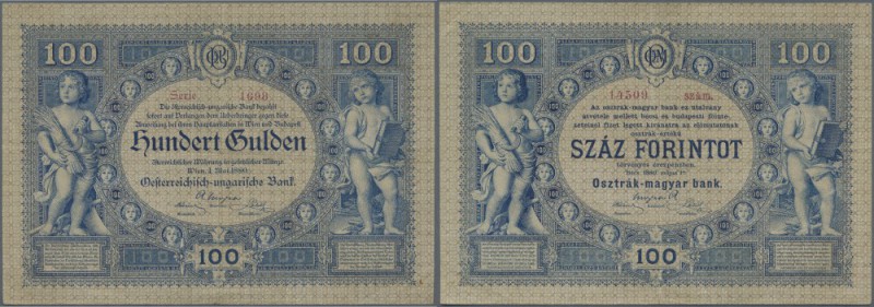 Austria: 100 Gulden 1880 P. 2, a highly rare and seldom offered banknote in grea...