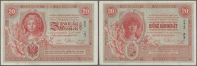 Austria: 20 Kronen 1900, P.5 in very nice and attractive condition, just a view minor stains and vertical and horizontal fold. Condition: VF