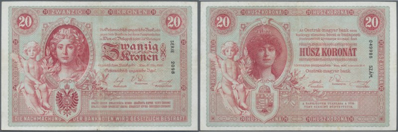 Austria: 20 Kronen 1900 P. 5, rare issue, one center and one horizonta fold, no ...