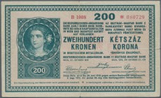 Austria: 200 Kronen 1918 P. 24, three vertical and one horizontal fold, stronger center fold, no holes, no repairs, original colors, condition: F+.