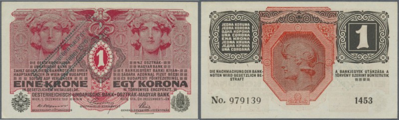 Austria: 1 Krone 1920 P. 41 stamped on 1 Krone 1916, only 2 light corner dints, ...