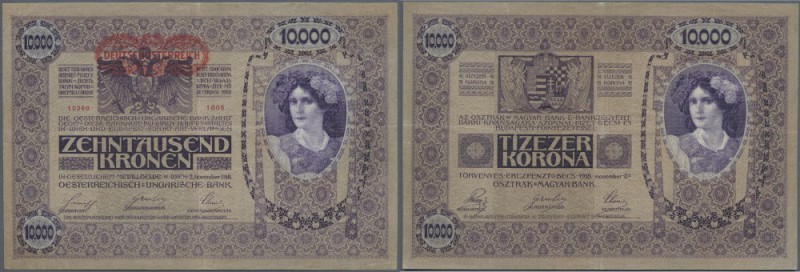 Austria: 10.000 Kronen ND(1919) P. 62a, vertical and horizontal fold, no holes o...