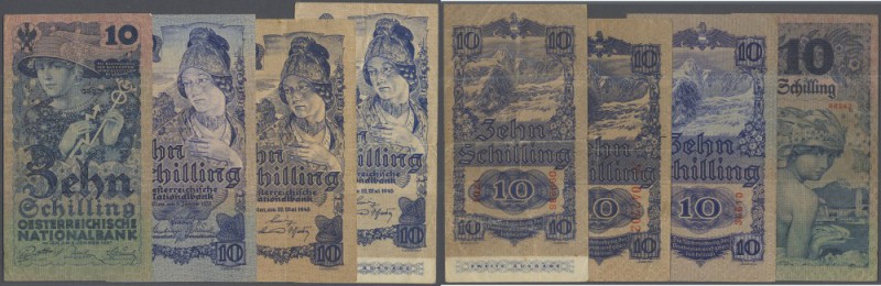 Austria: set of 4 different 10 Schilling notes containing 10 Schilling 1927 P. 9...