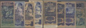 Austria: set of 4 different 10 Schilling notes containing 10 Schilling 1927 P. 94 (F+), 10 Schilling 1933 P. 99 (VF- to F+), 10 Schilling 1945 P. 114 ...