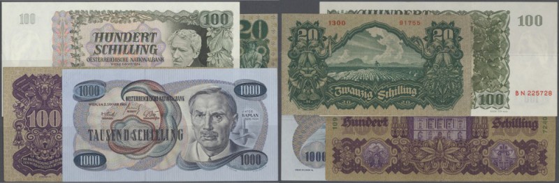 Austria: small set with 4 Banknotes 1920's, 1950's and 1961 in excellent conditi...