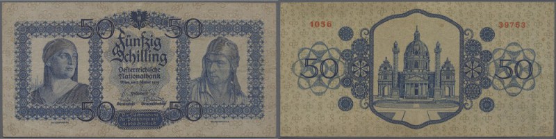 Austria: 50 Schilling 1929, P.96 in very nice and attractive condition, vertical...