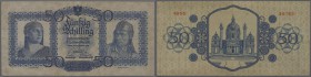 Austria: 50 Schilling 1929, P.96 in very nice and attractive condition, vertical fold at center, minor creases in the paper at lower left and tiny sta...