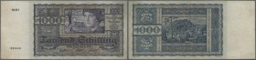 Austria: 1000 Schilling 1930 P. 98a, rare high denomination issue, vertical and horizontal folds, some staining at left border, normal handling in pap...