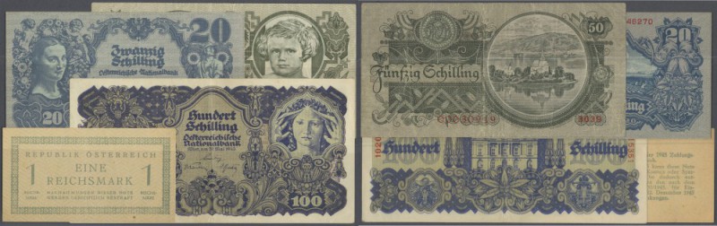 Austria: set of 4 different banknotes containing 1 Reichsmark ND(1945) P. 113 (F...