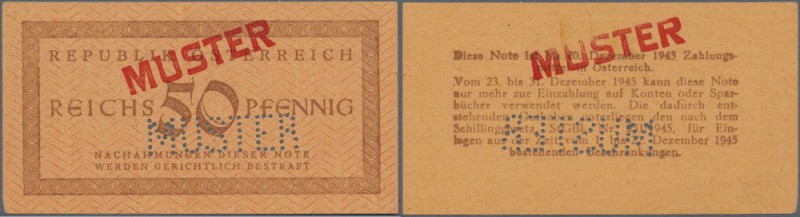 Austria: 50 Reichspfennig ND(1945) Specimen P: 112s with ”Muster” perforation an...