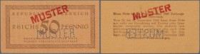 Austria: 50 Reichspfennig ND(1945) Specimen P: 112s with ”Muster” perforation and overprint, crisp original, only the lower left corner is a little bi...