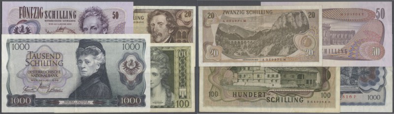 Austria: set of 4 different notes containing 20 Schilling 1967 P. 142 (F), 50 Sc...