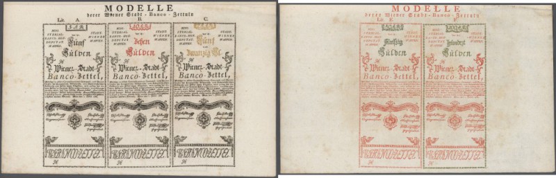 Austria: complete set in original booklet of 1762 containing 5, 10, 25, 50 and 1...