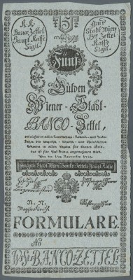 Austria: 5 Gulden 1784 P. A15b FORMULAR, 3 horizontal folds, border wear at righ...