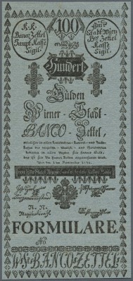 Austria: 100 Gulden 1784 P. A19b FORMULAR in great condition: UNC.