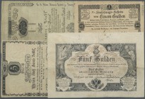 Austria: high value lot with 4 early issues from Austria 2 Gulden 1800, 5 Gulden 1806 Wiener Stadt-Banco Zettel, 1 Gulden Einlösungsschein 1811 and 5 ...