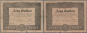 Austria: 10 Gulden 1834 P. A69b FORMULAR, used with folds and staining, small missing part at lower border, one tear at left and at center, some minor...