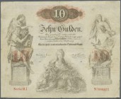 Austria: 10 Gulden 1858 P. A85, vertical and horizontal fold, a few small holes caused by pins and the 2 folds in paper, not repaired, a very rare ite...