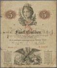 Austria: 5 Gulden 1859 P. A88, strong used, folded, several holes in paper and borders are worn, paper is stained but there are no repairs, a more sel...