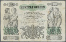 Austria: 100 Gulden 1863 P. A90, highly rare and large size note, 3 vertical and one horizontal fold, several repaired border tears, repaired center h...