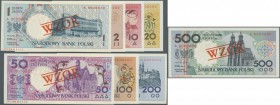 Poland: set of 8 different notes of an unissued series overprinted ”WZOR” (Specimen) on front, and ”Specimen” on back with zero serial numbers, contai...