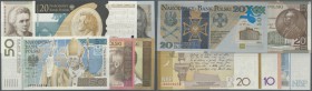 Poland: set with 15 Banknotes Poland 1994-2014, including the commemorative issues 50 Zlotych 2006 Pope Johannes-Paul, 10 Zlotych 2008 Jozef Pilsudski...