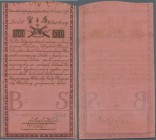 Poland: 100 Zlotych 1794, P.A5 in excellent condition with strong paper and bright colors, 1 cm repaired tear at left border. Condition: F+