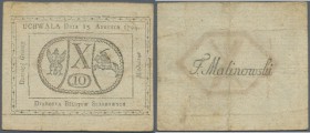 Poland: 10 Groszy 1794, P.A9 in used condition with several folds and stains. Condition: F