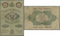 Poland: 1 Ruble Srebrem 1854, P.A40 in well worn condition with a number of tears, some of them taped and holes, but still rare. Condition: G/VG