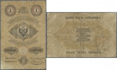 Poland: 1 Ruble Srebrem 1858, P.A45 in used condition with some small holes in the note and along the borders. Condition: VG