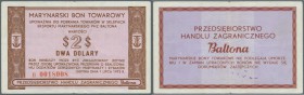 Poland: Marinarsky Bon Towarowy - Baltona, 2 Dolary 1973, P.FX54, tiny tears at upper and lower margin and right border, vertical fold at center. Cond...