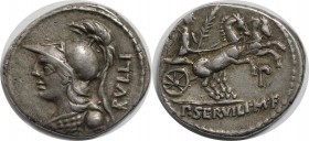 Römische Münzen, MÜNZEN DER RÖMISCHEN REPUBLIK. Später-Denarius-Münzen (ca. 154-41 v. Chr.) - P. Servilius M.f. Rullus - AR Denarius (Rome 100 v. Chr....