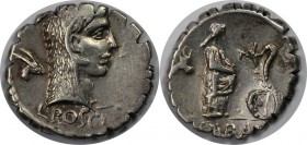 Römische Münzen, MÜNZEN DER RÖMISCHEN REPUBLIK. Später-Denarius-Münzen (ca. 154-41 v. Chr.) - L. Roscius Fabatus - AR Serrate Denarius (Rome 59 v. Chr...
