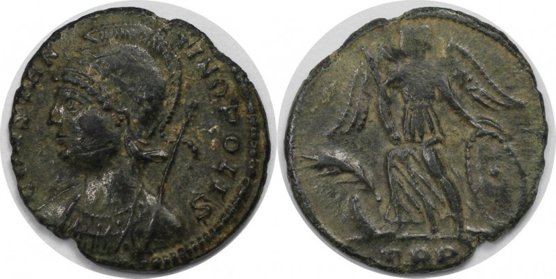 Römische Münzen, MÜNZEN DER RÖMISCHEN KAISERZEIT. Constantinopolis. Follis (Trev...