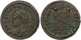 Römische Münzen, MÜNZEN DER RÖMISCHEN KAISERZEIT. Constantin (II.) als Caesar 317-337 n. Chr. Follis (Trier), 1. Offizin. Vs: CONSTANTINVS NOBC Rs: PR...