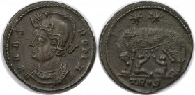 Römische Münzen, MÜNZEN DER RÖMISCHEN KAISERZEIT. Constantin d. Gr. 306-337 n. Chr. Red Follis (Trier) 330-335 n. Chr, 18 mm. Vs: VRBS ROMA Drapierte ...