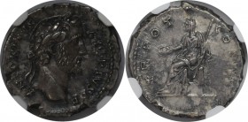 Römische Münzen, MÜNZEN DER RÖMISCHEN KAISERZEIT. Antoninus Pius, AR Denarius (3.15 g) 138-161 n. Chr., Rome Mint. rv Clementia or Vesta std. Laureate...