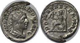 Römische Münzen, MÜNZEN DER RÖMISCHEN KAISERZEIT. ROM. PHILIPPUS I. ARABS. Antoninianus 244-247 n. Chr, 4.08 gms. Silber. RIC 44b. Stempelglanz