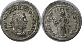 Römische Münzen, MÜNZEN DER RÖMISCHEN KAISERZEIT. ROM. PHILIPPUS I. ARABS. Antoninianus 247 n. Chr, 3.77 gms. Silber. RIC 4. Stempelglanz