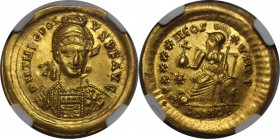 Römische Münzen, MÜNZEN DER RÖMISCHEN KAISERZEIT. Theodosius II., Oströmischer Kaiser (402-450 n. Chr.). AV Solidus (4,49 g). Konstantinopel, 441-450 ...