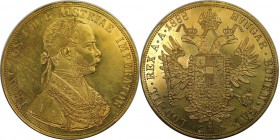 RDR – Habsburg – Österreich, KAISERREICH ÖSTERREICH. Franz Joseph (1848-1916). 4 Dukaten 1888, Wien, Gold. Fr: 487, Herinek: 43, Jaeger 345. Schön-seh...