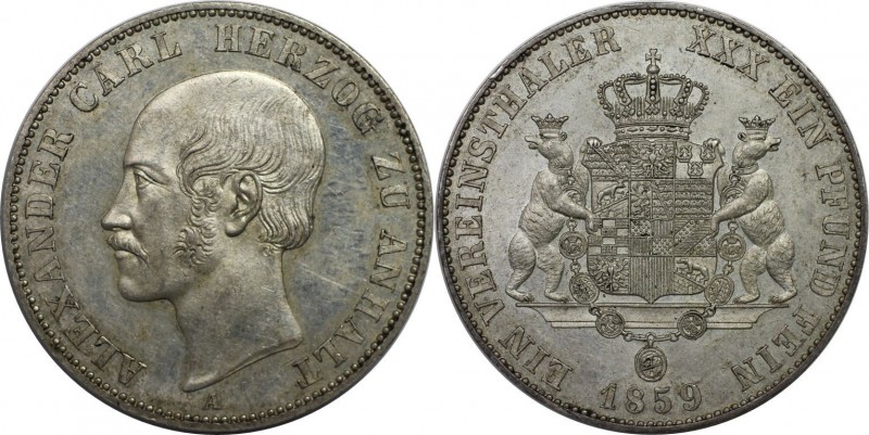 Altdeutsche Münzen und Medaillen, ANHALT-BERNBURG. Alexander Carl (1834-1863). V...