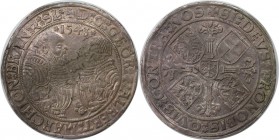 Altdeutsche Münzen und Medaillen, BRANDENBURG IN FRANKEN.Georg und Albrecht (1527-1543). 1 Gulden 1543, Silber. Dav 8967. Vorzüglich