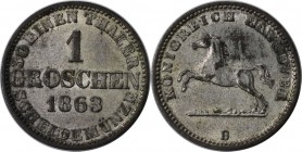 Altdeutsche Münzen und Medaillen, HANNOVER. 1 Groschen 1863 B, Silber. Vorzüglich-Stempelglanz