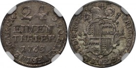 Altdeutsche Münzen und Medaillen, HILDESHEIM, Bistum. Friedrich Wilhelm von Westfalen (1763-1789).1/24 Taler 1763, Silber. KM 108. NGC AU Details